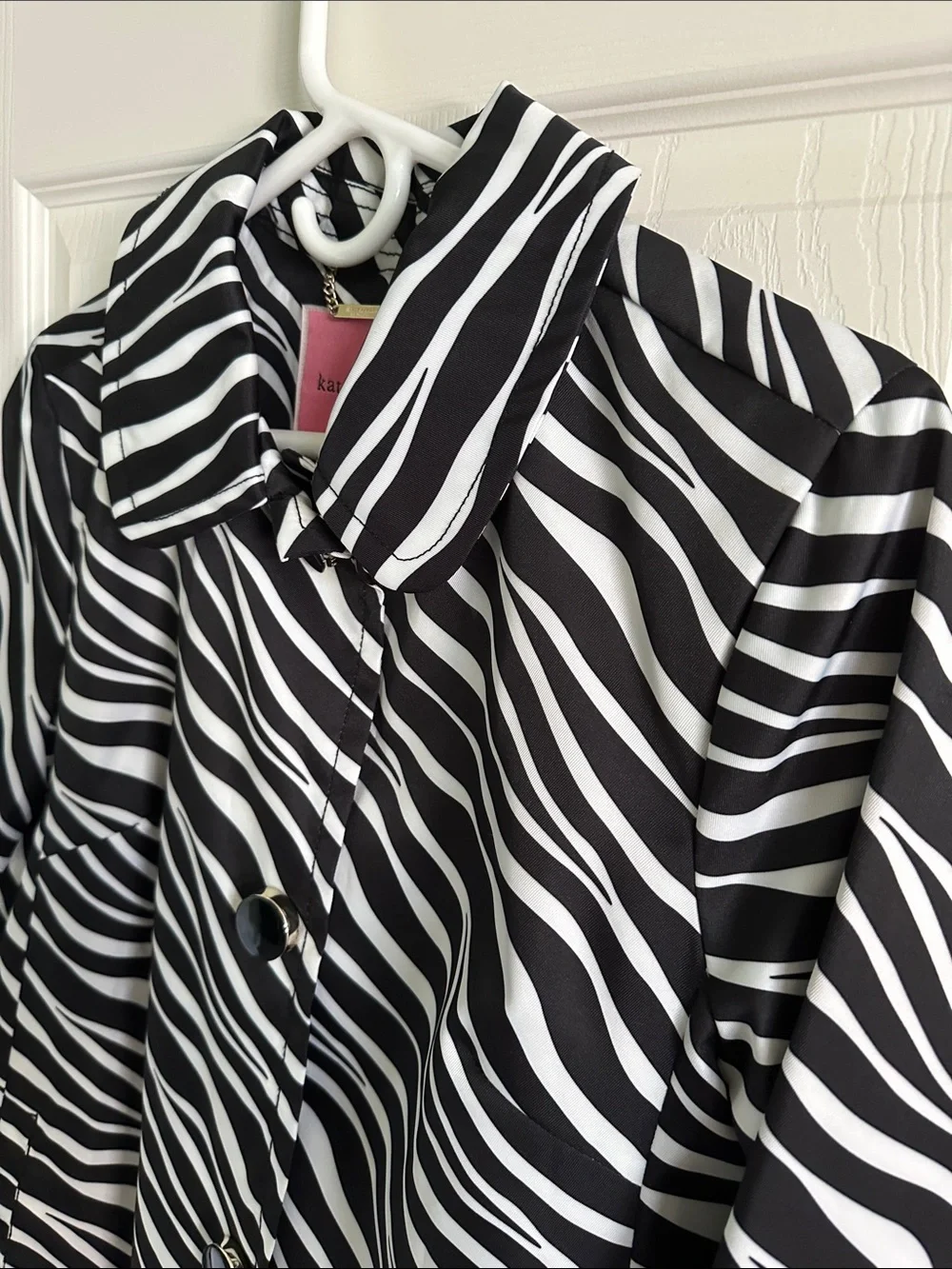 kate spade Black and White Zebra-Print Trench Coat